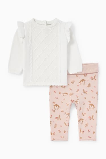 Babys - Rehkitz - Baby-Outfit - 2 teilig - weiß / rosa