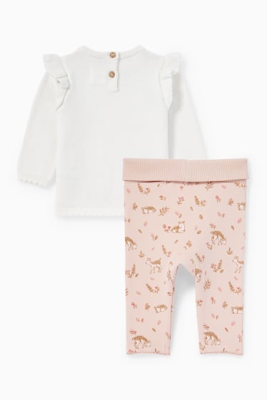 Babys - Reekalfje - baby-outfit - 2-delig - wit / roze