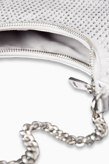 Damen - Satin-Schultertasche - silber