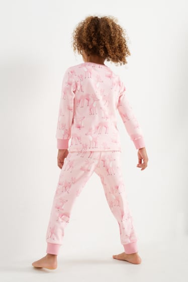 Enfants filles - Faon - pyjama en polaire - 2 pièces - rose