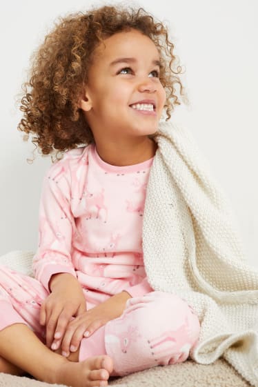 Kinder - Rehkitz - Fleece-Pyjama - 2 teilig - rosa