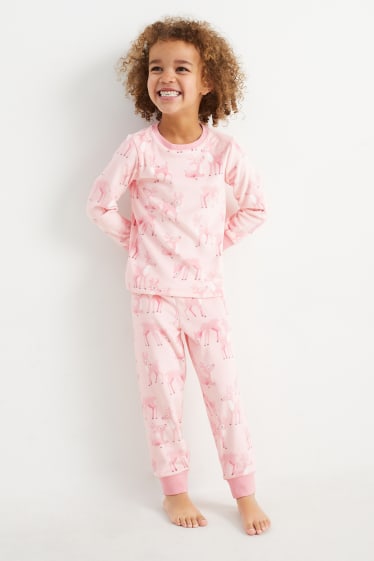 Kinder - Rehkitz - Fleece-Pyjama - 2 teilig - rosa