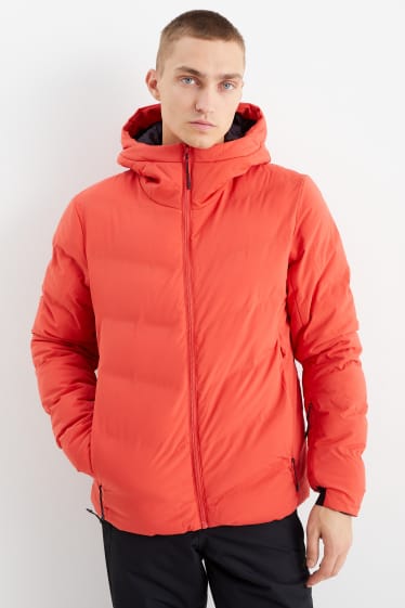 Heren - Ski-jas met capuchon - rood