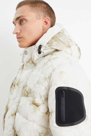 Herren - Steppjacke mit Kapuze  - cremeweiss