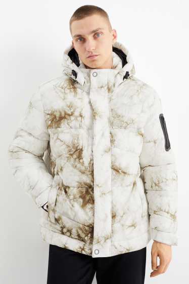 Herren - Steppjacke mit Kapuze  - cremeweiss