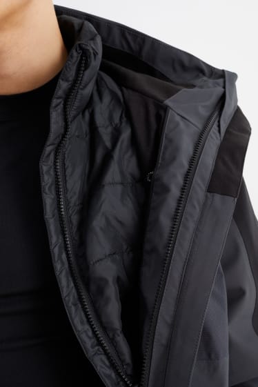 Men - Ski jacket with hood - 2-in-1 look - black