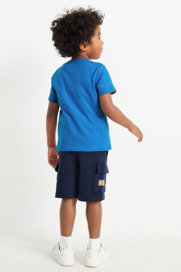 Children - Sonic - set - short sleeve T-shirt and cargo sweat shorts - 2 piece - dark blue