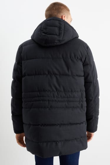 Uomo - Parka con cappuccio e riporto di ecopelliccia - inverno - blu scuro