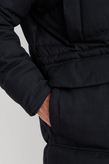 Uomo - Parka con cappuccio e riporto di ecopelliccia - inverno - blu scuro