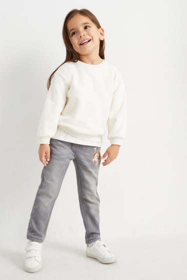 Children Girls - Unicorn - skinny jeans - thermal jeans - denim-light gray