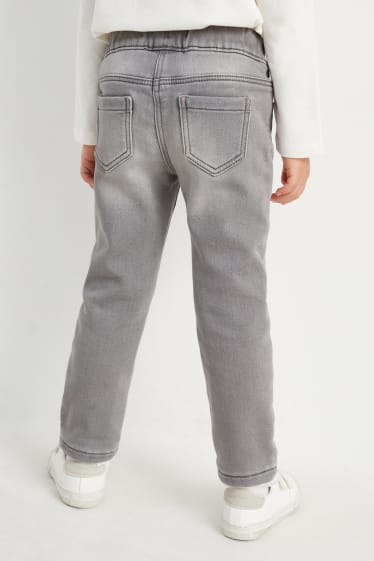 Children Girls - Unicorn - skinny jeans - thermal jeans - denim-light gray