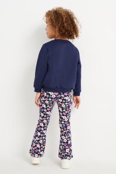 Children Girls - Rainbow - set - sweatshirt and flared leggings - 2 piece - dark blue