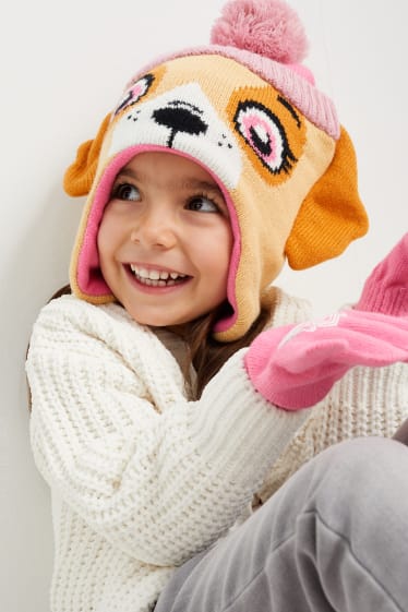 Niños - La Patrulla Canina - set - gorro y guantes - 2 piezas - fucsia