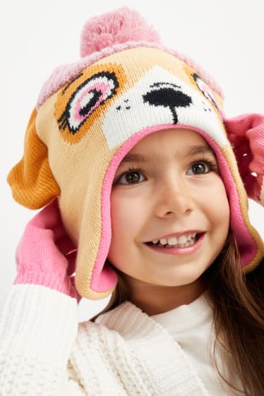 Enfants filles - Pat' Patrouille - ensemble - bonnet et gants - 2 pièces - rose