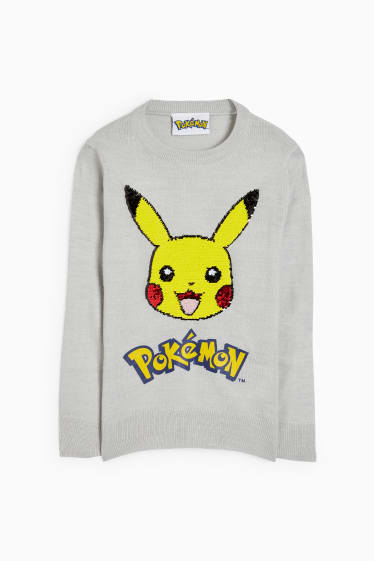 Kinderen: jongens - Pokémon - trui - lichtgrijs