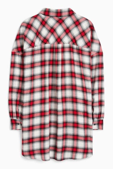 Damen - Flanellbluse - kariert - weiß / rot