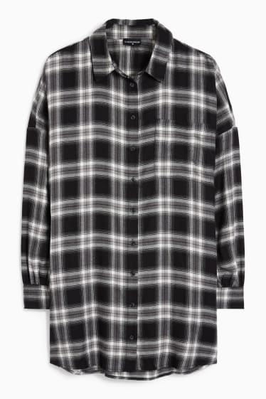 Damen - CLOCKHOUSE - Flanellbluse - kariert - weiß / schwarz