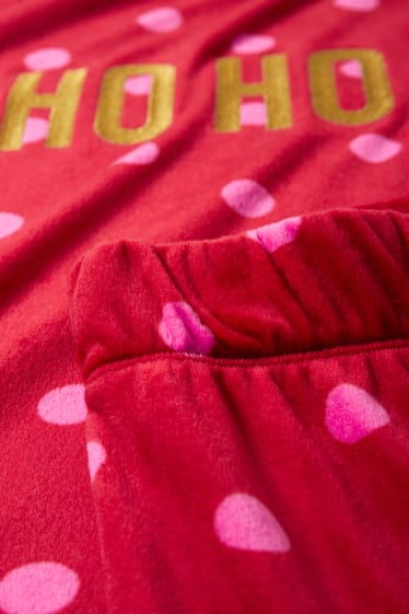 Damen - Weihnachts-Winterpyjama - HoHoHo - gepunktet - rot