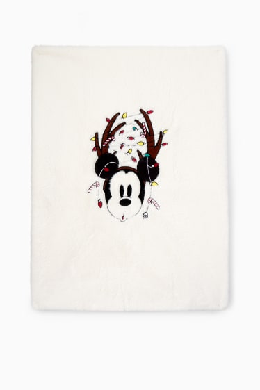Dames - Fleecedeken voor de kerst - 130 x 170 cm - Mickey Mouse - wit