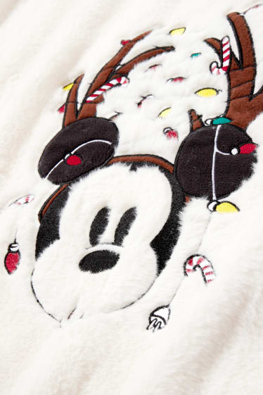 Dames - Fleecedeken voor de kerst - 130 x 170 cm - Mickey Mouse - wit