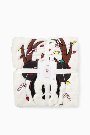 Dames - Fleecedeken voor de kerst - 130 x 170 cm - Mickey Mouse - wit