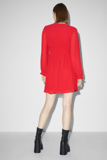 Dames - CLOCKHOUSE - A-lijn-jurk - donkerrood