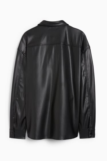 Men - Shirt jacket - faux leather - black