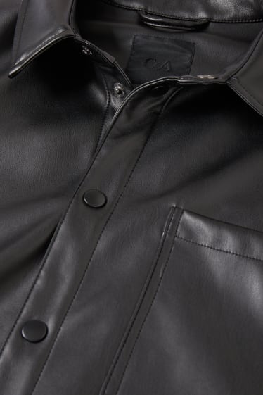 Men - Shirt jacket - faux leather - black