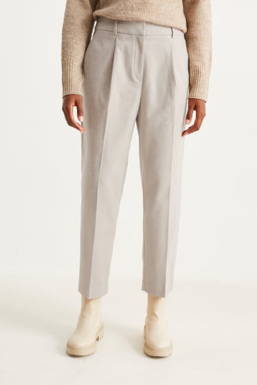Women - Cloth trousers - high waist - tapered fit - cremewhite