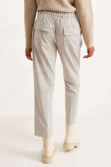 Femei - Pantaloni de stofă - talie înaltă - tapered fit - alb-crem