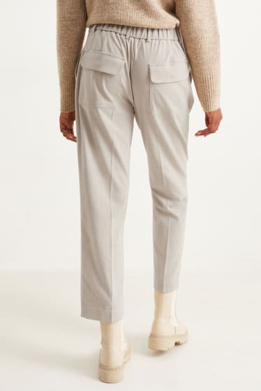 Women - Cloth trousers - high waist - tapered fit - cremewhite