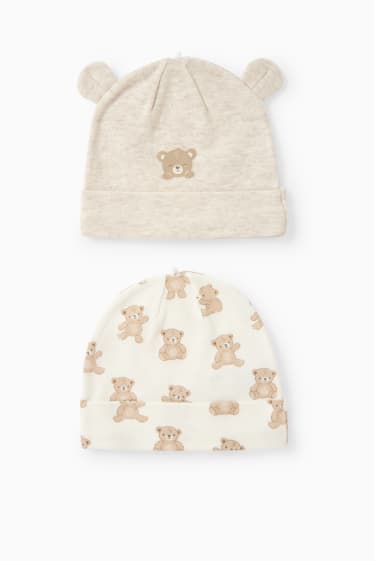 Babies - Multipack of 2 - teddy bear - baby hat - light beige