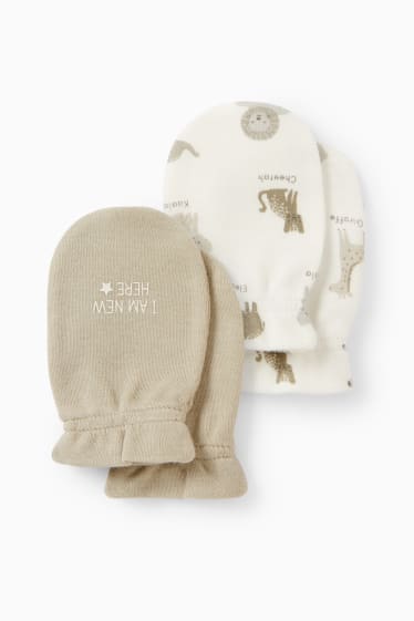 Babys - Multipack 2er - Dschungeltiere - Anti-Kratz-Handschuhe - cremeweiß
