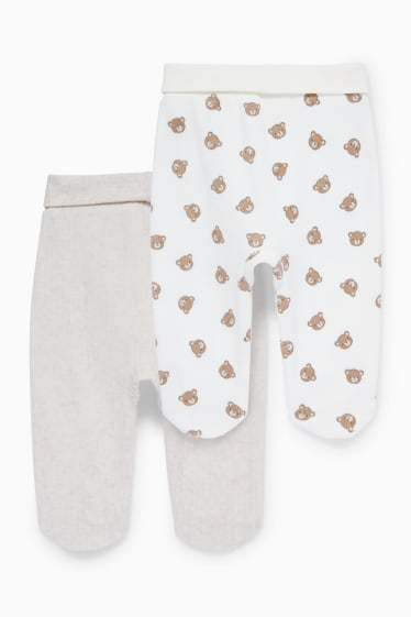 Neonati - Confezione da 2 - orsetti - pantaloni neonati - bianco