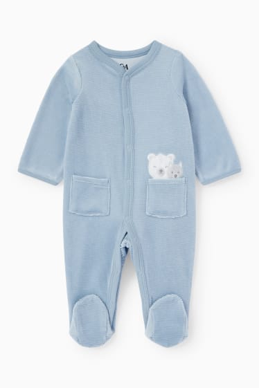 Bebeluși - Animale din pădure - pijama salopetă bebeluși - albastru deschis
