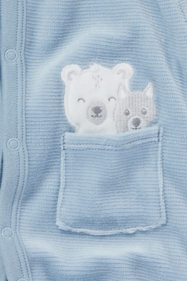 Babies - Woodland animals - baby sleepsuit - light blue