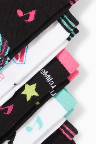 Kinder Mädchen - Multipack 5er - Hatsune Miku - Socken mit Motiv - schwarz