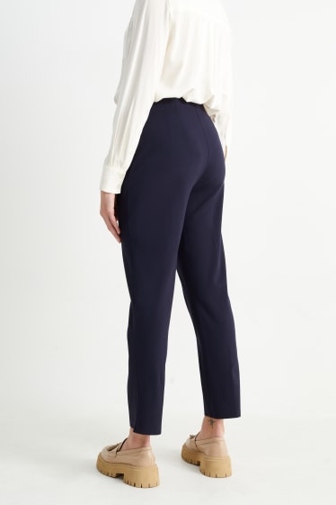Femmes - Pantalon - high waist - slim fit - bleu foncé