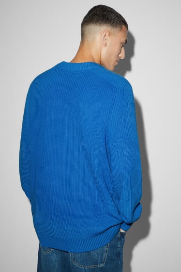 Mężczyźni - Sweter - prążkowany - ciemnoniebieski