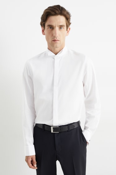 Uomo - Camicia smoking - slim fit - collo diplomatico - facile da stirare - bianco