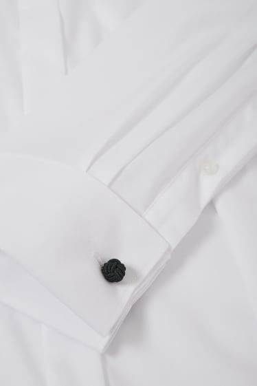 Uomo - Camicia smoking - slim fit - collo diplomatico - facile da stirare - bianco