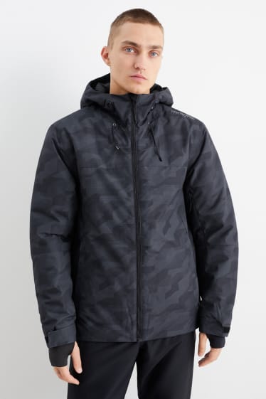 Men - Ski jacket with hood - patterned - black