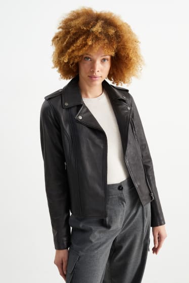 Damen - Lederjacke - schwarz