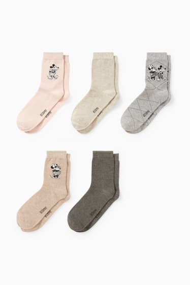 Femmes - Lot de 5 paires - chaussettes à motif - Disney - gris clair