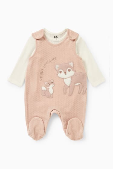 Babys - Waschbär - Strampler-Set - 2 teilig - zartrosa