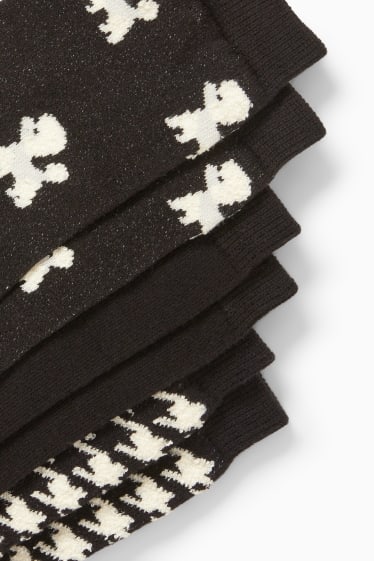 Damen - Multipack 3er - Socken mit Motiv - Pudel - weiß / schwarz