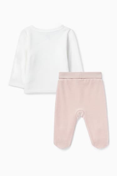 Babys - Wasbeer - newbornoutfit - 2-delig - lichtrose