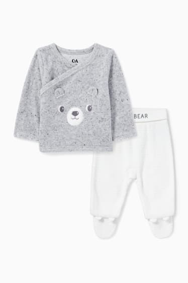 Babys - Beertje - newbornoutfit - 2-delig - grijs