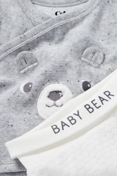 Babies - Teddy bear - newborn outfit - 2-piece - gray