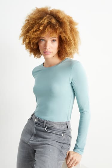Damen - Basic-Langarmshirt - mintgrün